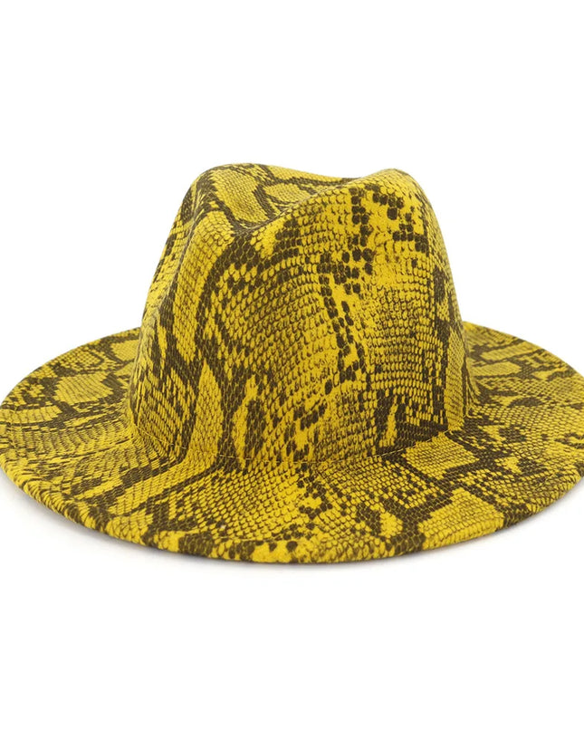Men Fedora hats women Snakeskin Leopard Print hat feather jazz hats British style hat autumn  winter big along Multicolor hat