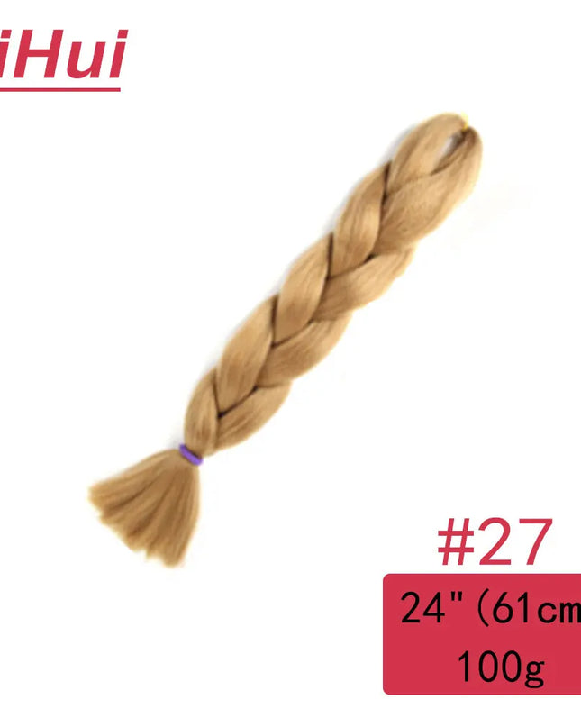 24 Inches Synthetic Braiding Hair Jumbo BraidOmbre Jumbo Hair Extension For Women DIY Hair Braids Purple Pink  Yellow Gray Lihu