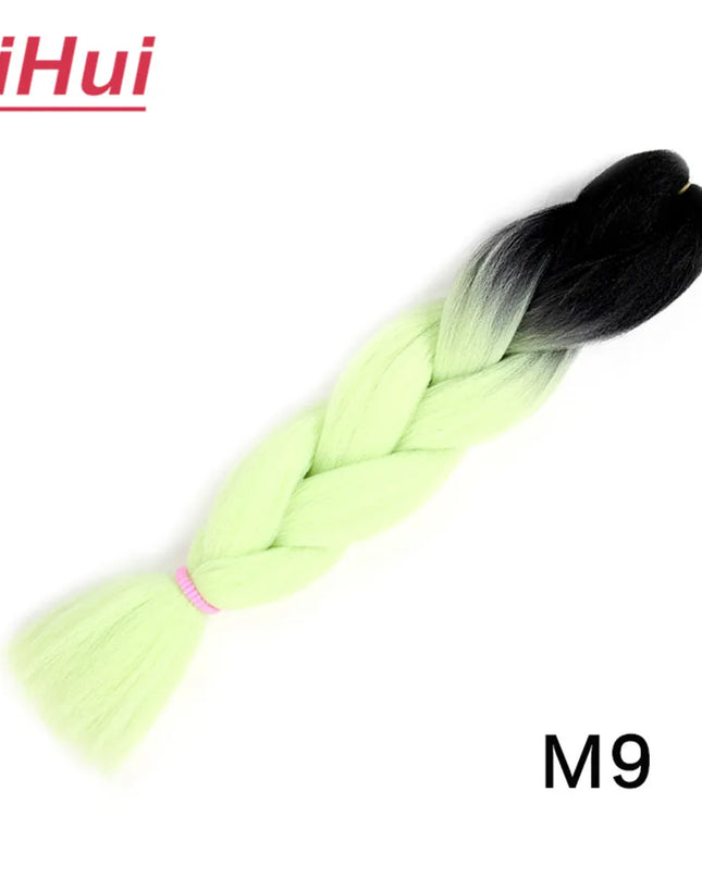24 Inches Synthetic Braiding Hair Jumbo BraidOmbre Jumbo Hair Extension For Women DIY Hair Braids Purple Pink  Yellow Gray Lihu