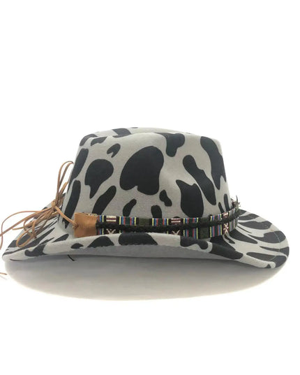 2021 cowboy hat jazz cow pattern curved edge monochrome knight felt hat for men and women with big eaves шапка мужская