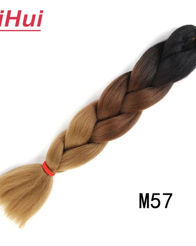 24 Inches Synthetic Braiding Hair Jumbo BraidOmbre Jumbo Hair Extension For Women DIY Hair Braids Purple Pink  Yellow Gray Lihu