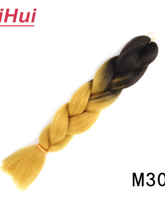 24 Inches Synthetic Braiding Hair Jumbo BraidOmbre Jumbo Hair Extension For Women DIY Hair Braids Purple Pink  Yellow Gray Lihu