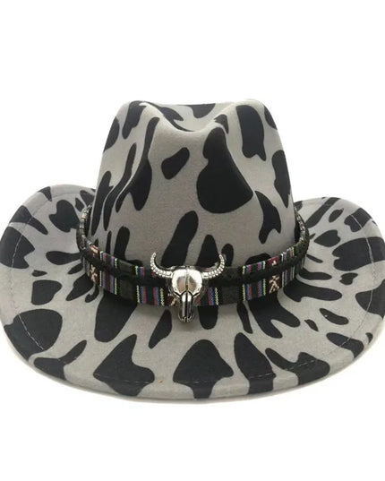 2021 cowboy hat jazz cow pattern curved edge monochrome knight felt hat for men and women with big eaves шапка мужская