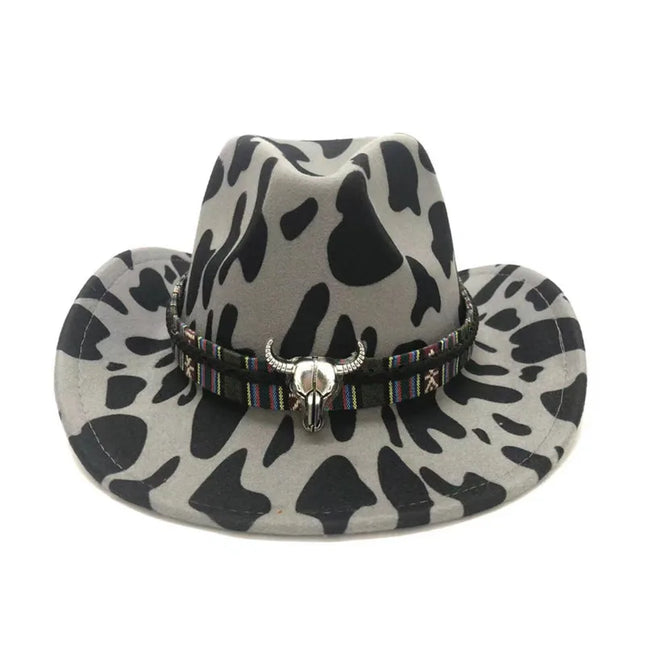 2021 cowboy hat jazz cow pattern curved edge monochrome knight felt hat for men and women with big eaves шапка мужская