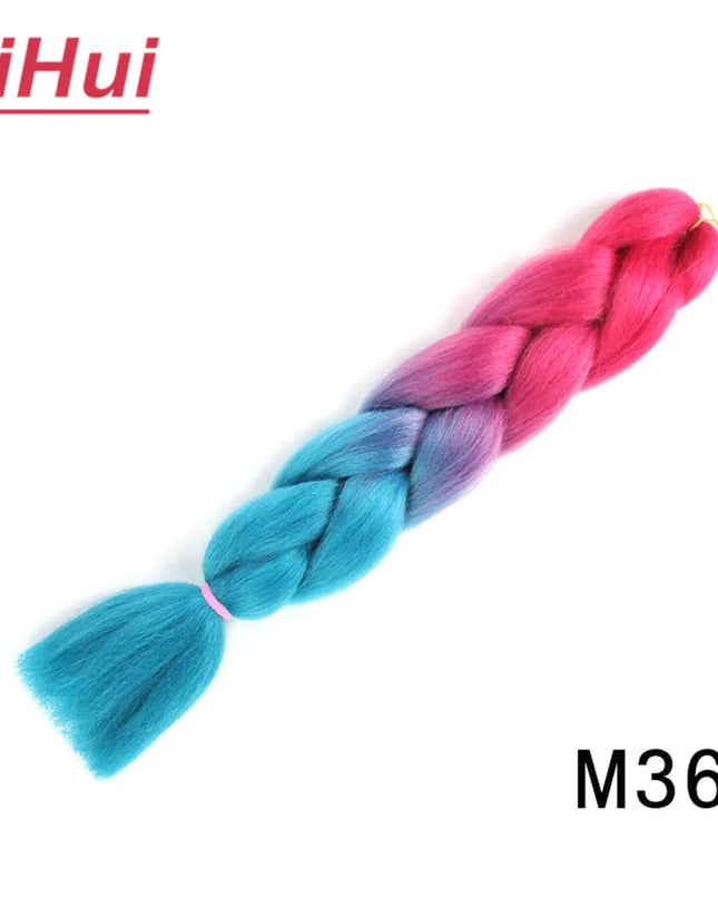 24 Inches Synthetic Braiding Hair Jumbo BraidOmbre Jumbo Hair Extension For Women DIY Hair Braids Purple Pink  Yellow Gray Lihu