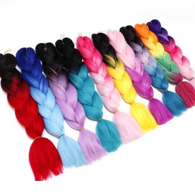 24 Inches Synthetic Braiding Hair Jumbo BraidOmbre Jumbo Hair Extension For Women DIY Hair Braids Purple Pink  Yellow Gray Lihu