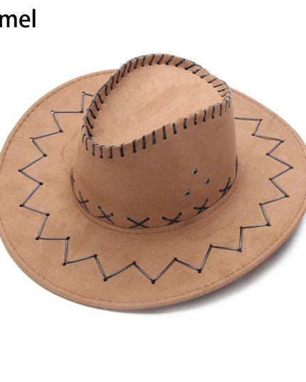 Western Cowboy Hat for Men Women Kids Fedora Outdoor Wide Brim Faux Leather Summer Wide Brim Beach Travel Cap Black White Pink