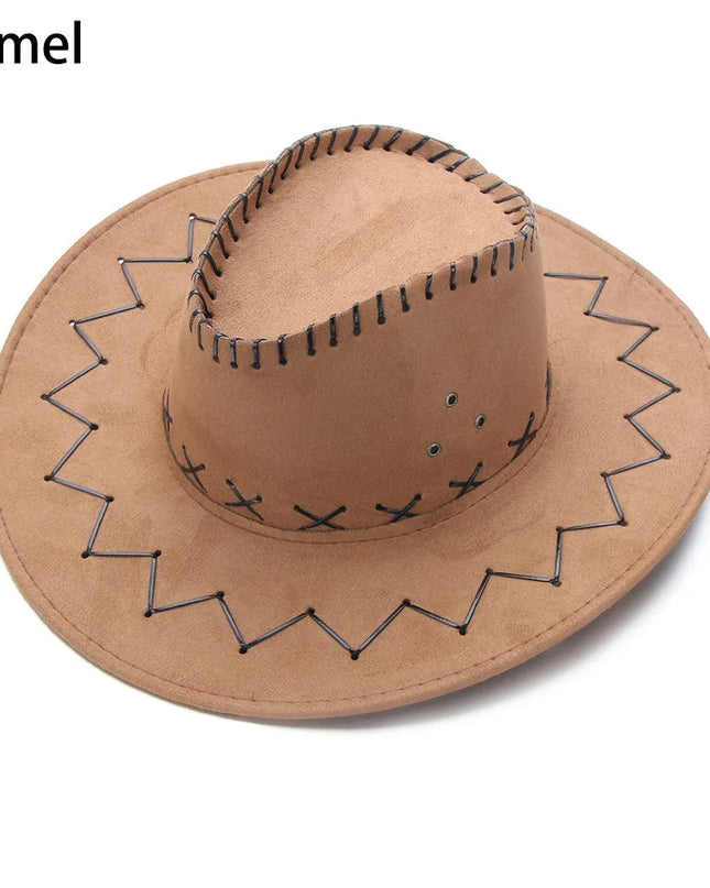 Western Cowboy Hat for Men Women Kids Fedora Outdoor Wide Brim Faux Leather Summer Wide Brim Beach Travel Cap Black White Pink