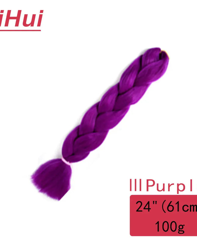 24 Inches Synthetic Braiding Hair Jumbo BraidOmbre Jumbo Hair Extension For Women DIY Hair Braids Purple Pink  Yellow Gray Lihu