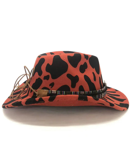 2021 cowboy hat jazz cow pattern curved edge monochrome knight felt hat for men and women with big eaves шапка мужская