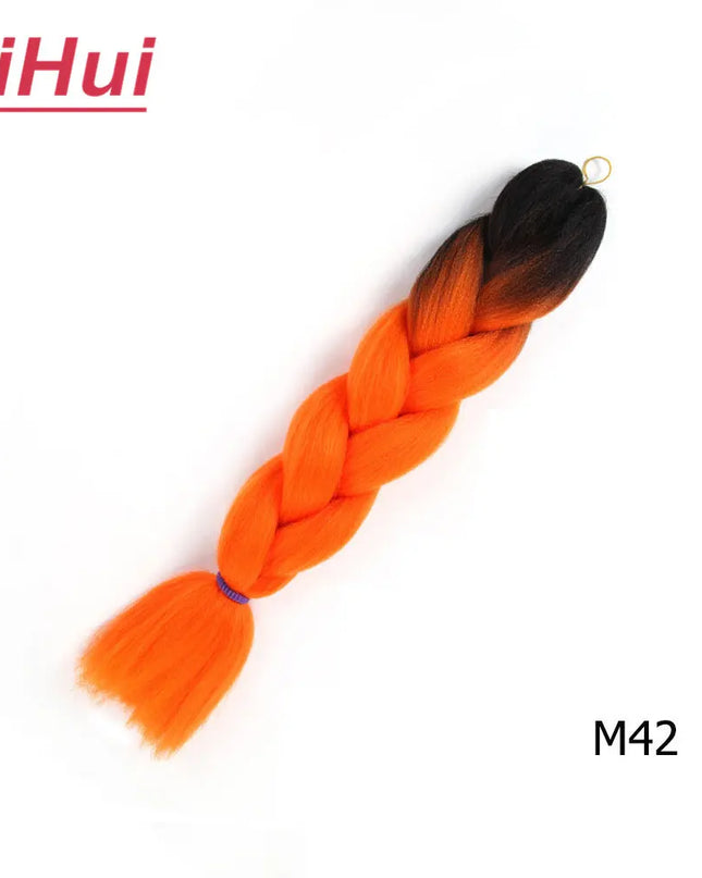 24 Inches Synthetic Braiding Hair Jumbo BraidOmbre Jumbo Hair Extension For Women DIY Hair Braids Purple Pink  Yellow Gray Lihu