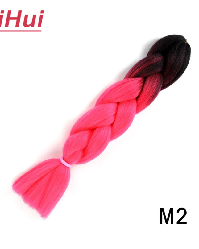 24 Inches Synthetic Braiding Hair Jumbo BraidOmbre Jumbo Hair Extension For Women DIY Hair Braids Purple Pink  Yellow Gray Lihu