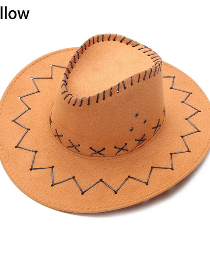 Western Cowboy Hat for Men Women Kids Fedora Outdoor Wide Brim Faux Leather Summer Wide Brim Beach Travel Cap Black White Pink