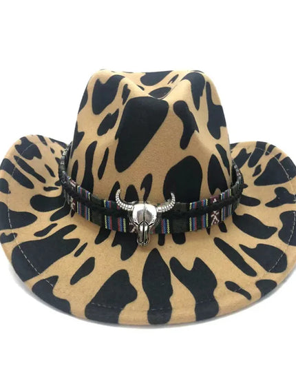 2021 cowboy hat jazz cow pattern curved edge monochrome knight felt hat for men and women with big eaves шапка мужская