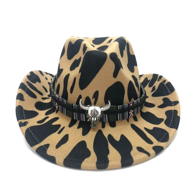 2021 cowboy hat jazz cow pattern curved edge monochrome knight felt hat for men and women with big eaves шапка мужская