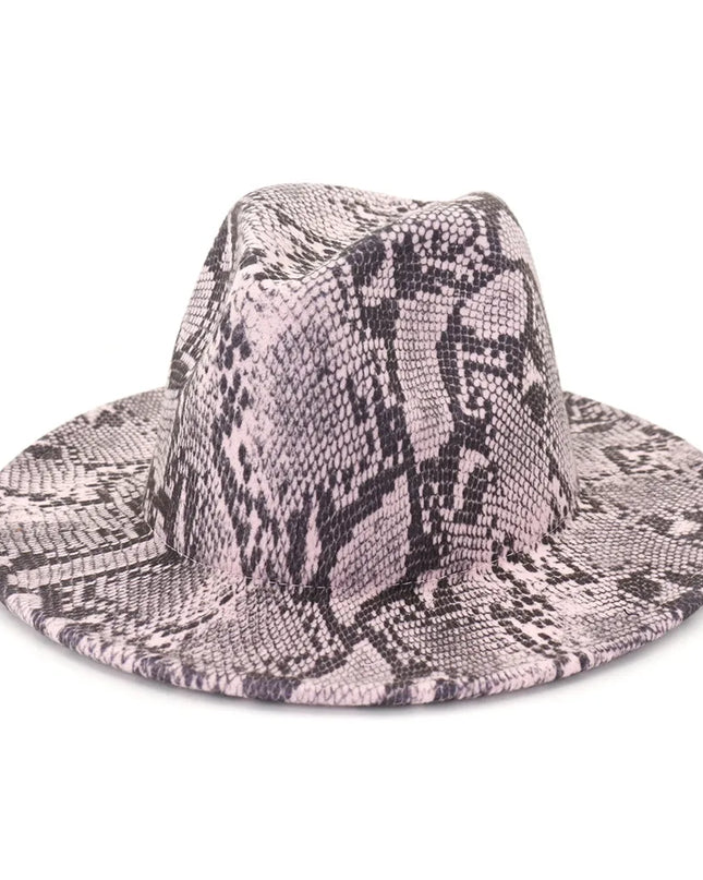 Men Fedora hats women Snakeskin Leopard Print hat feather jazz hats British style hat autumn  winter big along Multicolor hat