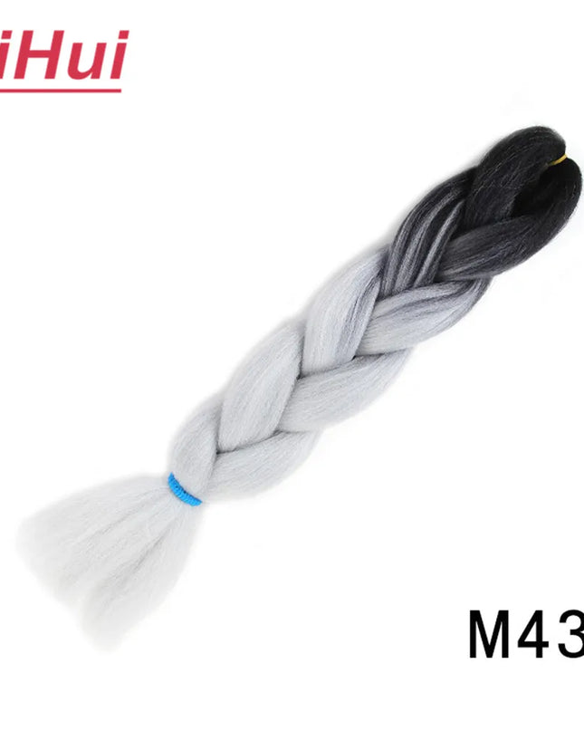 24 Inches Synthetic Braiding Hair Jumbo BraidOmbre Jumbo Hair Extension For Women DIY Hair Braids Purple Pink  Yellow Gray Lihu