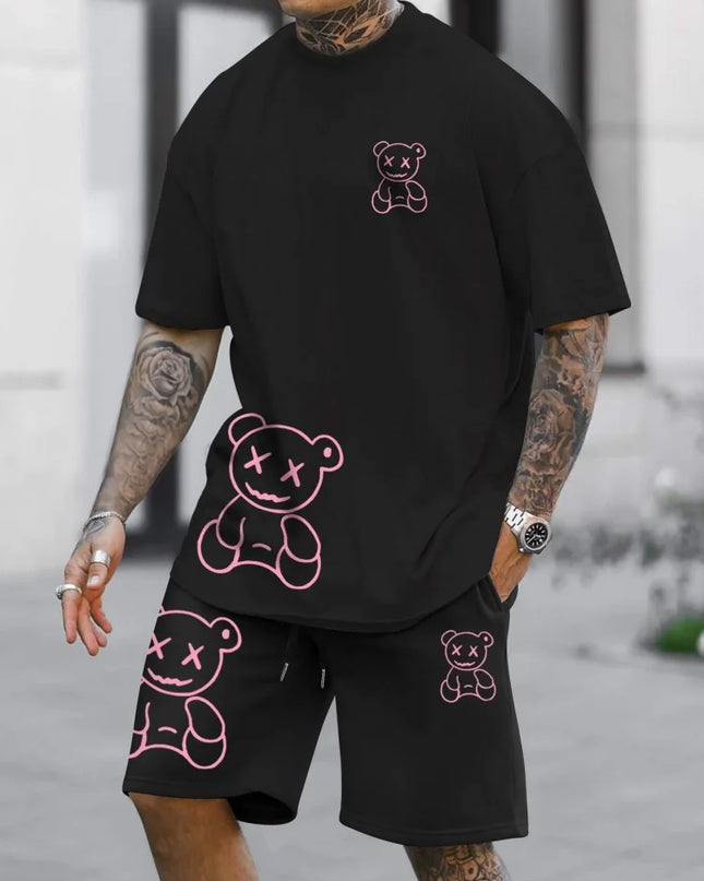 2 Piece Set Summer Men's Daily T-shirt And Beach Shorts Set Outdoor Casual Men's Short Sleeves Street Style Men's Shorts
