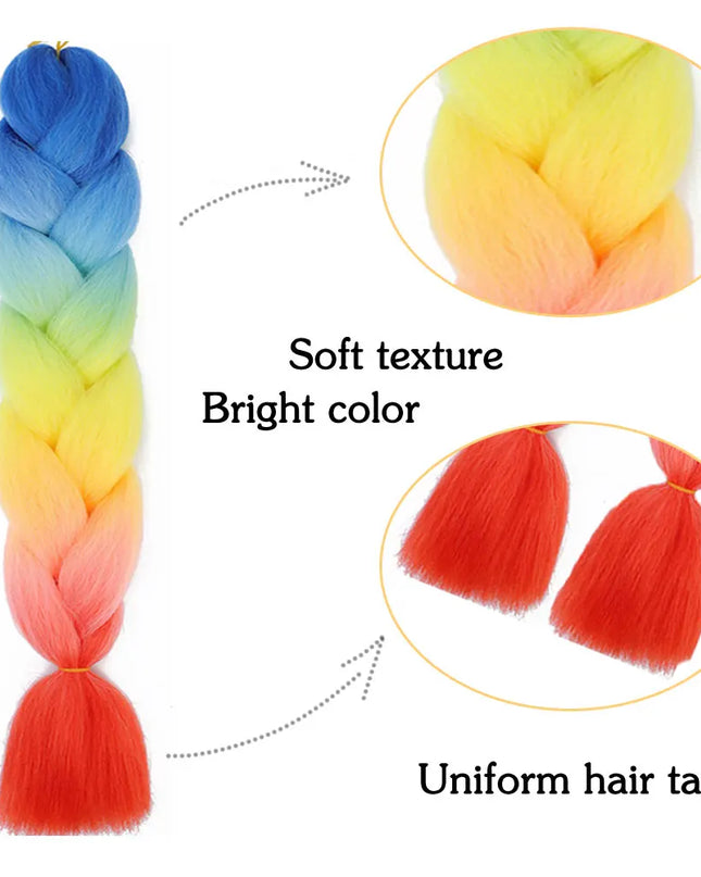 24" Synthetic Yaki Braids Hair kanekalon Ombre Braiding Hair Jumbo Braid Hair Extension For Women Hundreds of colors DIY Hair