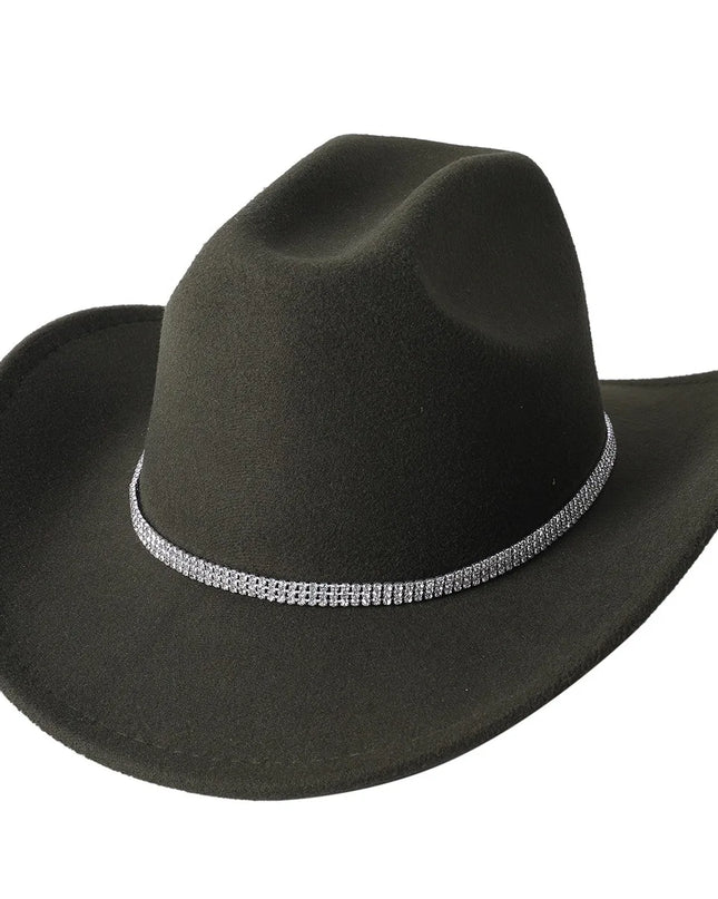 Fashion Rhinestone Girls Cowboy Hat for Women and Men with Shapeable Wide Brim - Felt Cattleman Western Cowgirls Hats Party Hat