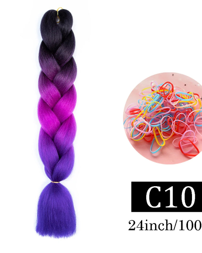 24 Inch Jumbo Braids Extensions Synthetic Braiding Hair Afro Ombre Color kanekalon Hair for Children Braid