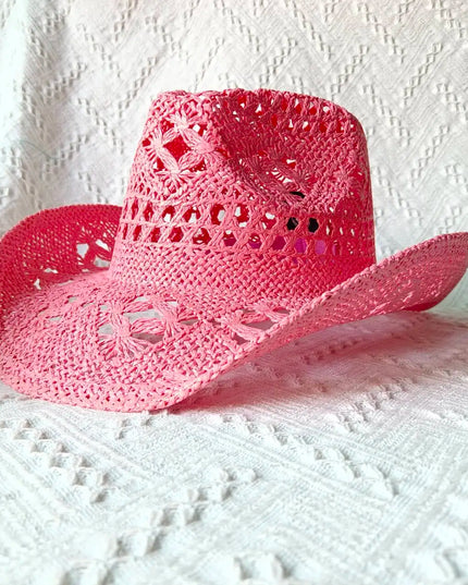 New Purple 2024 Cowboy Straw Hat Hand-woven Hollow Men's and Women's Summer Sun Hat Jazz Straw Hat Western Cowboy Hat sombrero
