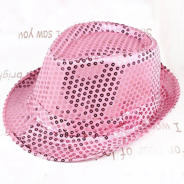 Dance Show Party Jazz Hat Glitter Sequins Cowboy Caps Fashion Role Play Prop Performance Costume Women Men Beading Hats Fedoras