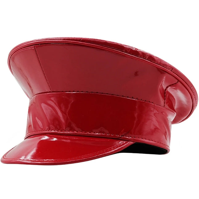 Shimmering Captain Hat for Adult Glitter PatentLeather Cap for Bachelorette Party Music Festival Carnivals Costume Hat