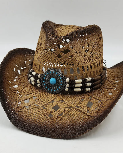 Army Green Camo Cowboy Hat Straw Hat Star Jazz Straw Hat Panama Paper Grass Western United States Cowboy Hat Fashion Travel