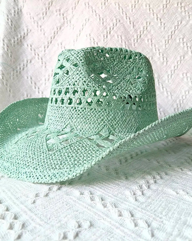 New Purple 2024 Cowboy Straw Hat Hand-woven Hollow Men's and Women's Summer Sun Hat Jazz Straw Hat Western Cowboy Hat sombrero