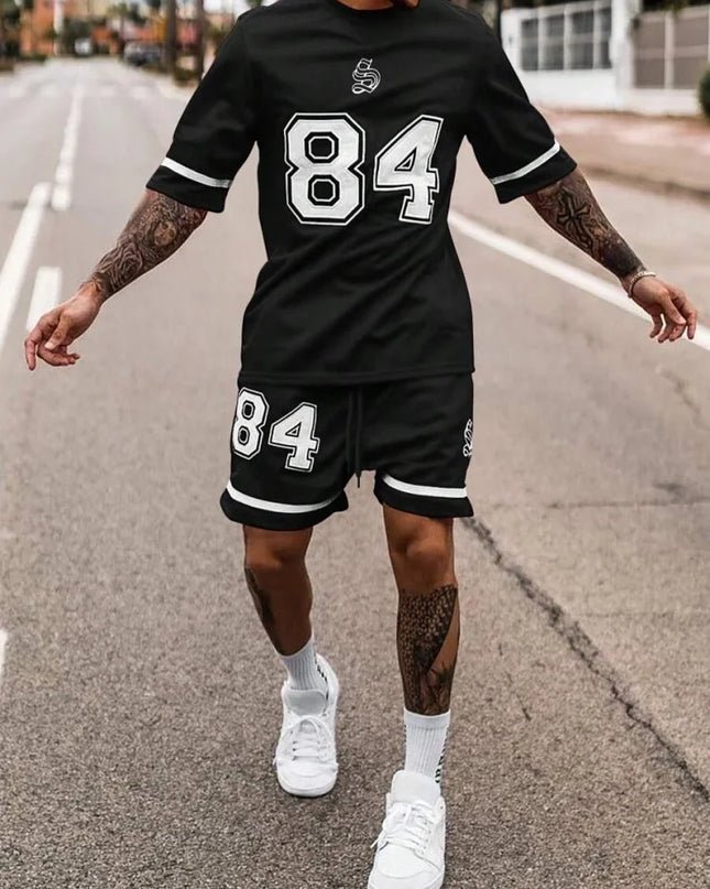 2 Piece Set Summer Men's Daily T-shirt And Beach Shorts Set Outdoor Casual Men's Short Sleeves Street Style Men's Shorts