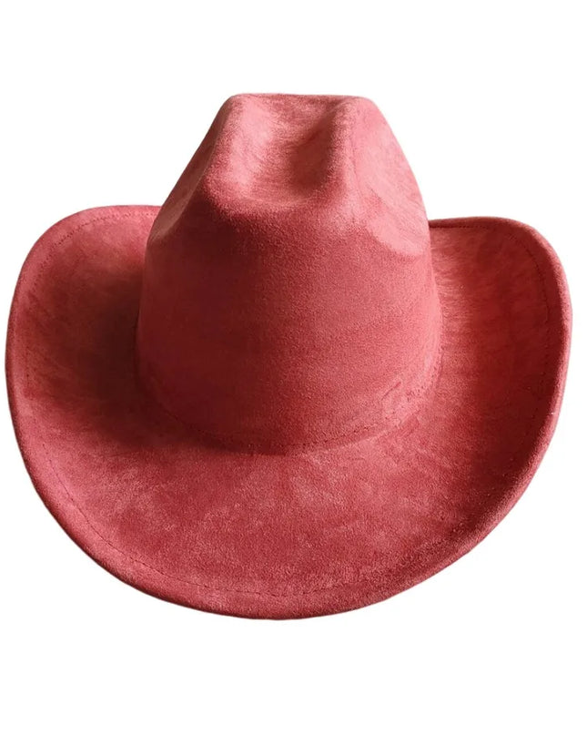 Classic Suede Leather 7.5CM Western Cowboy Women's Fedora Hat Men's Church Jazz Hat Fashion Travel Party Hat Denim Hat 2024