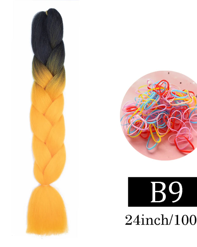 24 Inch Jumbo Braids Extensions Synthetic Braiding Hair Afro Ombre Color kanekalon Hair for Children Braid