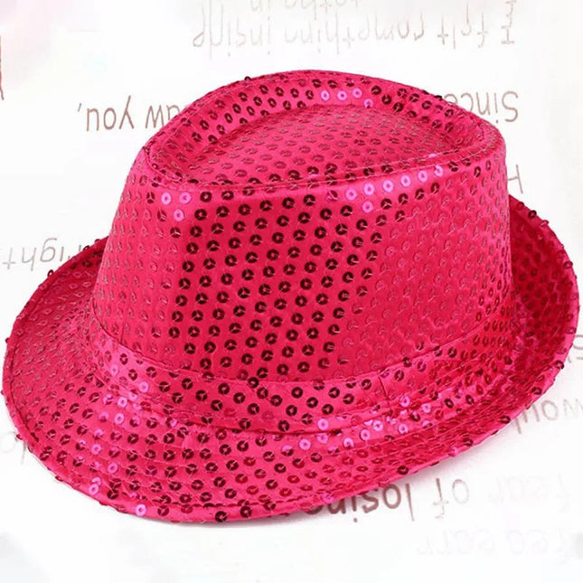 Dance Show Party Jazz Hat Glitter Sequins Cowboy Caps Fashion Role Play Prop Performance Costume Women Men Beading Hats Fedoras