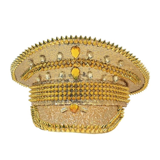 Women Wedding Bride Hat Queen Luxury Rhinestone Hat Punk Rivet Acrylic Gemstone Hat Hen Festival Birthday party Hat