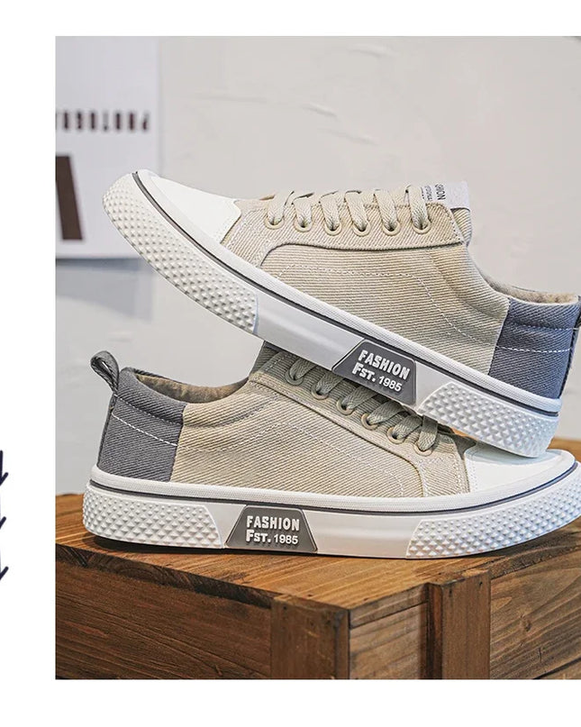 2025 Men's Canvas Shoes Outdoor Fashion Skateboard Shoes for Men Comfor Non-Slip Casual Sneakers Breathable Men Walking Shoes