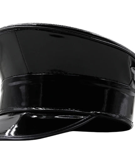 Shimmering Captain Hat for Adult Glitter PatentLeather Cap for Bachelorette Party Music Festival Carnivals Costume Hat