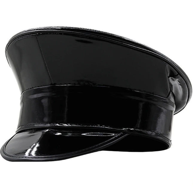 Shimmering Captain Hat for Adult Glitter PatentLeather Cap for Bachelorette Party Music Festival Carnivals Costume Hat
