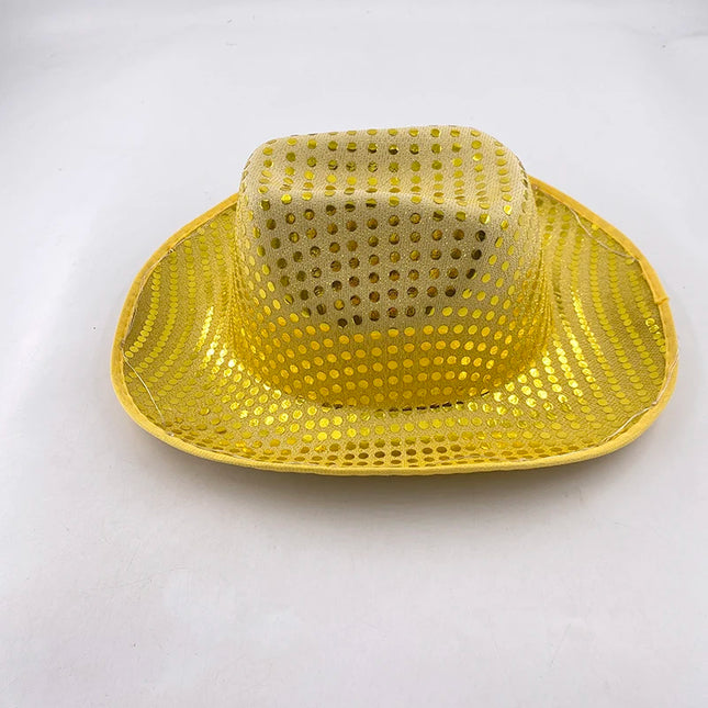 LED Western Cowboy Hat Cowgirl Hat Retro EL Wire Light Brim Jazz Top Hat Bride Cowboy Hat Cosplay Cowboy Costume For Women Men