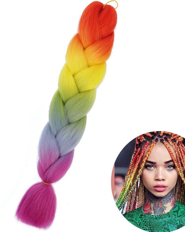 24" Synthetic Yaki Braids Hair kanekalon Ombre Braiding Hair Jumbo Braid Hair Extension For Women Hundreds of colors DIY Hair
