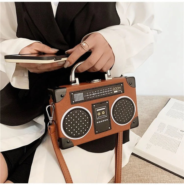 3 Color Vintage Versatile Creative Radio Unisex Satchel Metal Punk Shoulder Bag Nostalgia Small Square Bag for women men grils