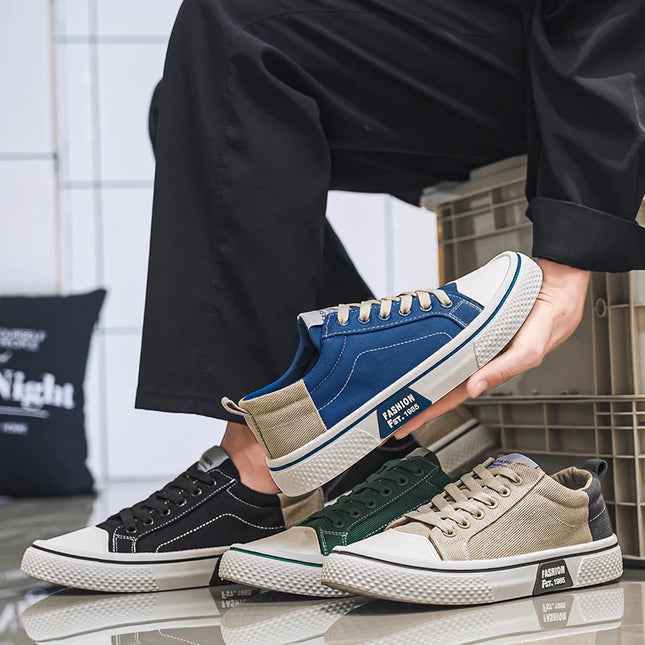 2025 Men's Canvas Shoes Outdoor Fashion Skateboard Shoes for Men Comfor Non-Slip Casual Sneakers Breathable Men Walking Shoes