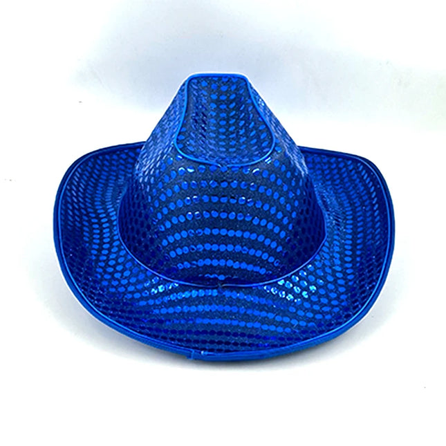 LED Western Cowboy Hat Cowgirl Hat Retro EL Wire Light Brim Jazz Top Hat Bride Cowboy Hat Cosplay Cowboy Costume For Women Men