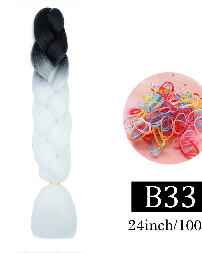 24 Inch Jumbo Braids Extensions Synthetic Braiding Hair Afro Ombre Color kanekalon Hair for Children Braid