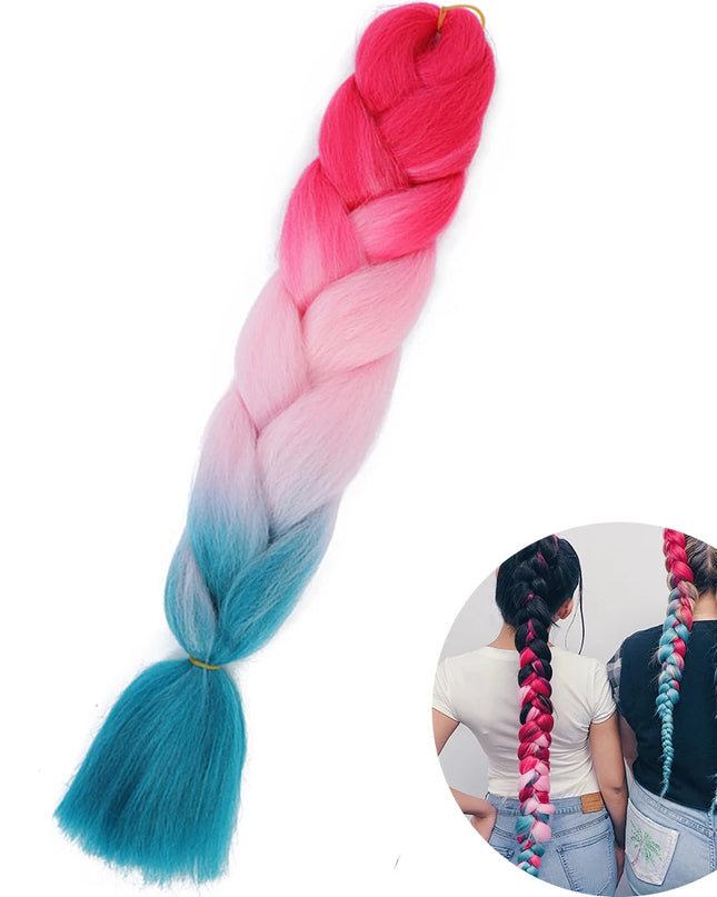 24" Synthetic Yaki Braids Hair kanekalon Ombre Braiding Hair Jumbo Braid Hair Extension For Women Hundreds of colors DIY Hair