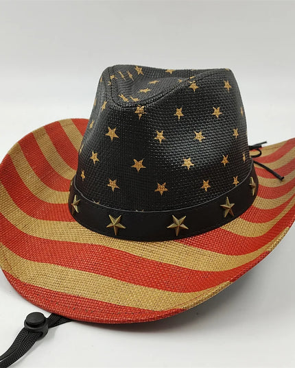 Army Green Camo Cowboy Hat Straw Hat Star Jazz Straw Hat Panama Paper Grass Western United States Cowboy Hat Fashion Travel