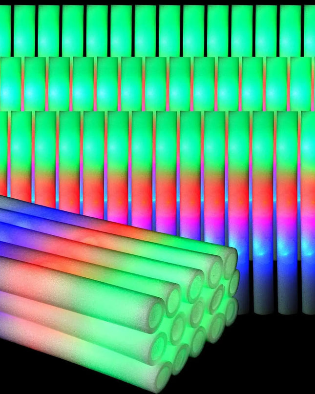30Pcs Foam Glow Sticks with 3 Modes Colorful Led Flashing Glow Stick Glow in The Dark Party Supplies for Wedding Raves Concert