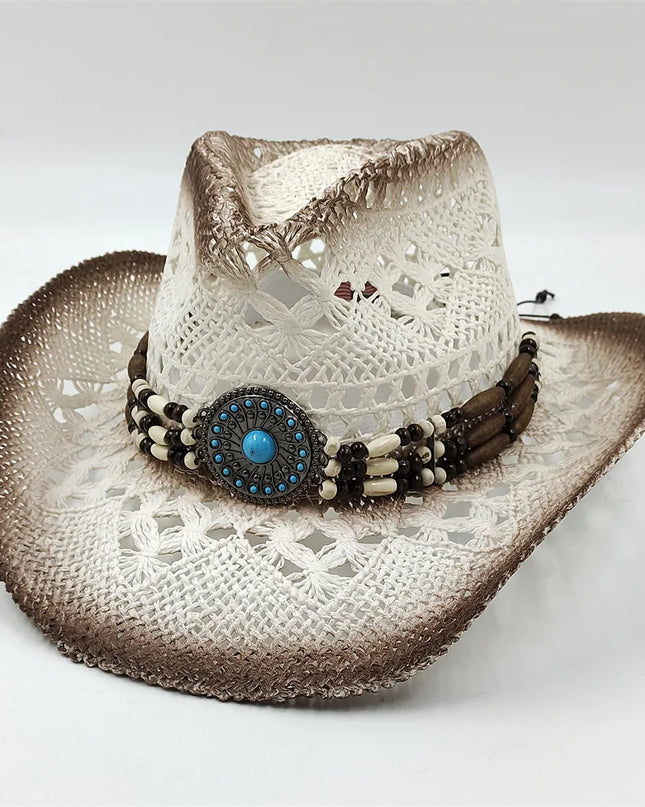 Army Green Camo Cowboy Hat Straw Hat Star Jazz Straw Hat Panama Paper Grass Western United States Cowboy Hat Fashion Travel