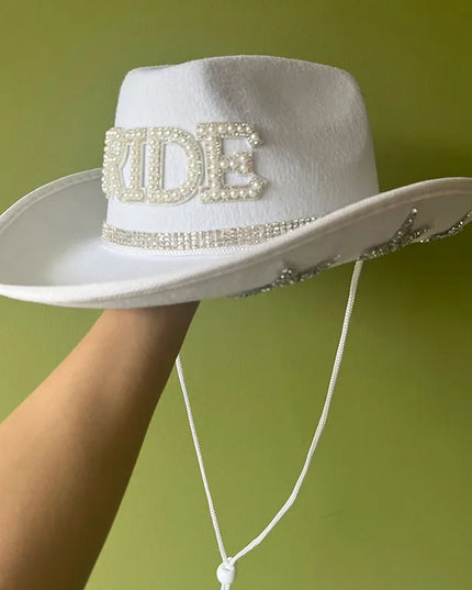Western Cowboy Hat Bride Letter Stars Letter Western Cowboy Hat Diamond Tiara Cowgirl Cap Costume Cosplay Party Play Dress Up