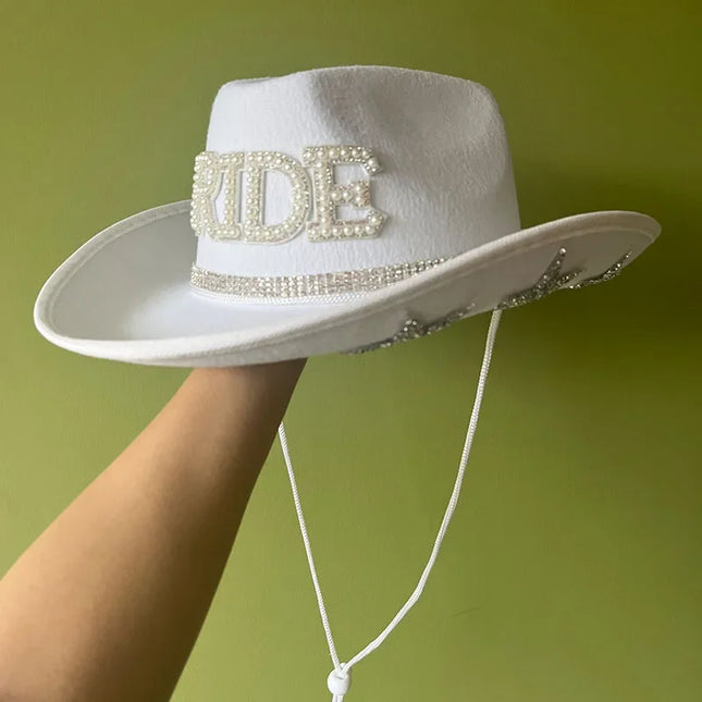 Western Cowboy Hat Bride Letter Stars Letter Western Cowboy Hat Diamond Tiara Cowgirl Cap Costume Cosplay Party Play Dress Up